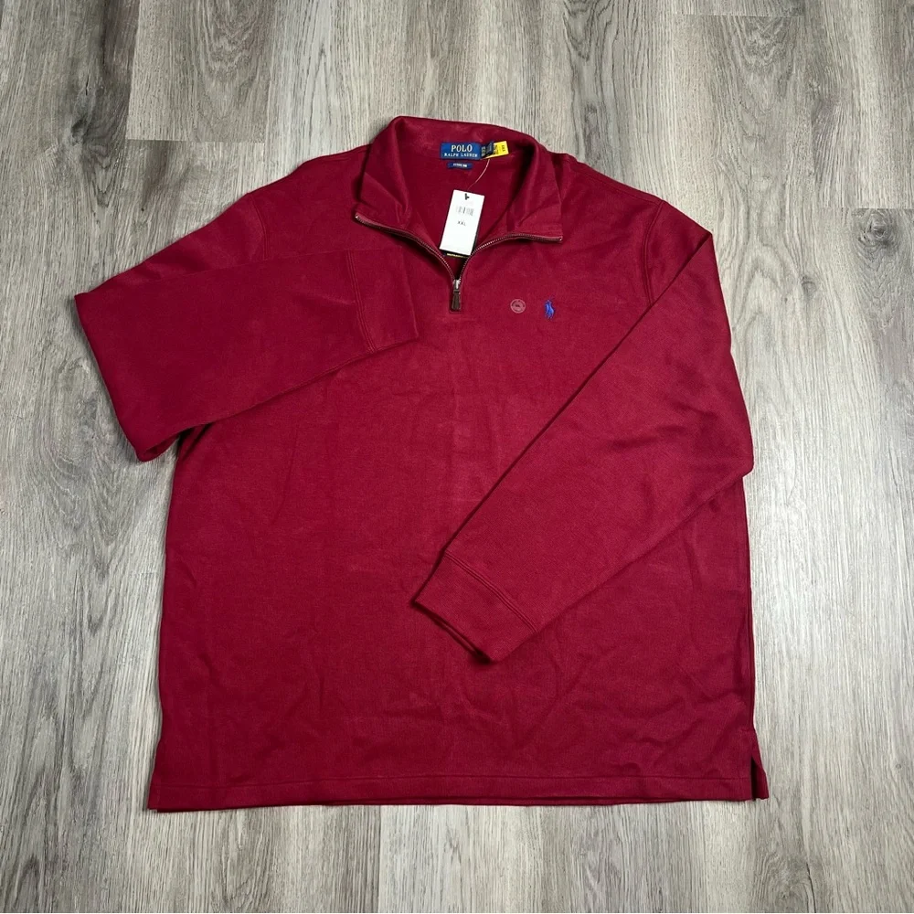 New Polo Ralph Lauren Sweater Mens XXL Red Estate Rib 1/4 Zip Pullover Pony Logo